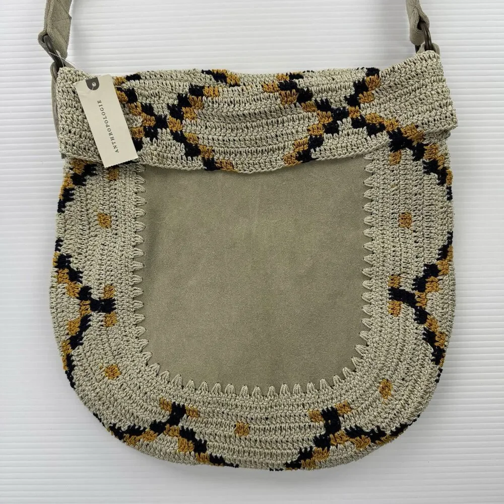 Anthropologie Dauphine Hobo Bag Jasper & Jeera Leather Crochet NWT $148